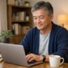 50代のブログ初心者が自宅でノートパソコンを使い、Xサーバーでブログ運営をしている様子