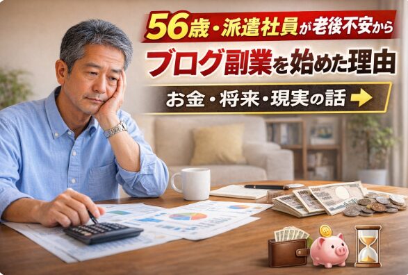 老後不安からブログ副業を始めた56歳・派遣社員のイメージ画像