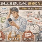 派遣会社に登録したのに連絡が来ずスマホを見て悩む50代男性のイラスト。年齢・釣り求人・社内選考NGなど放置される理由を解説する記事のアイキャッチ