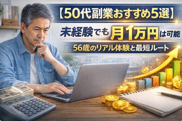 50代副業おすすめ5選｜未経験でも月1万円を目指す56歳のリアル体験と収益アップイメージ