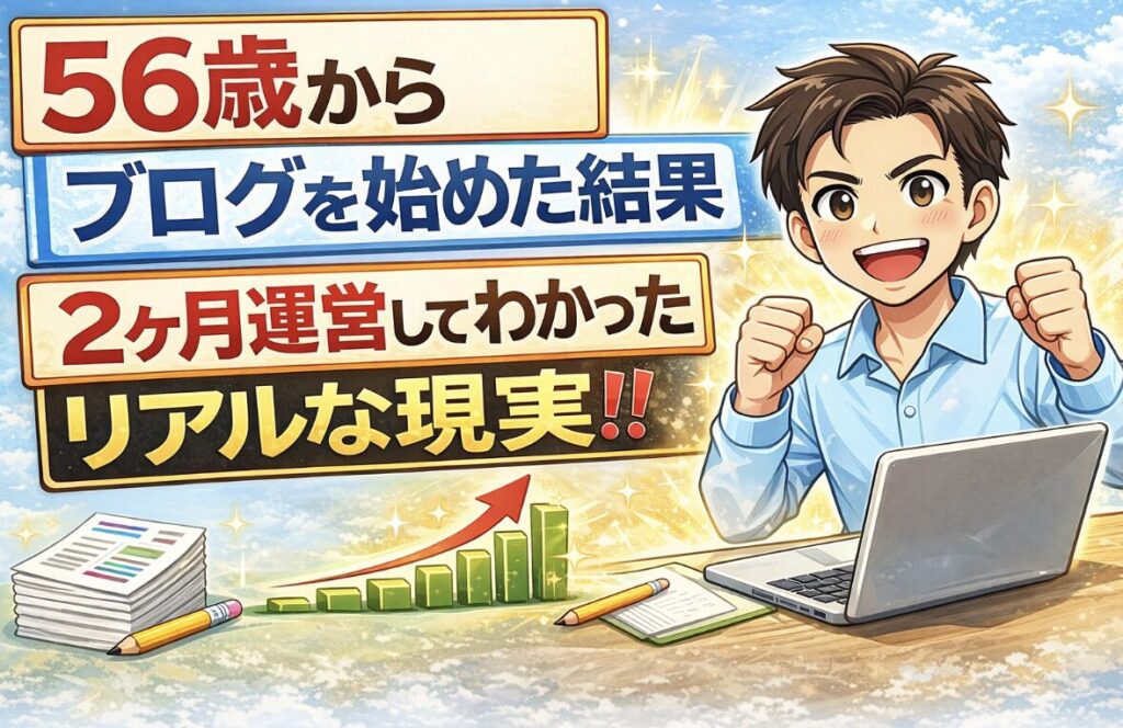 56歳からブログを始めた結果2ヶ月運営してわかったリアルな現実を解説するブログ体験記事