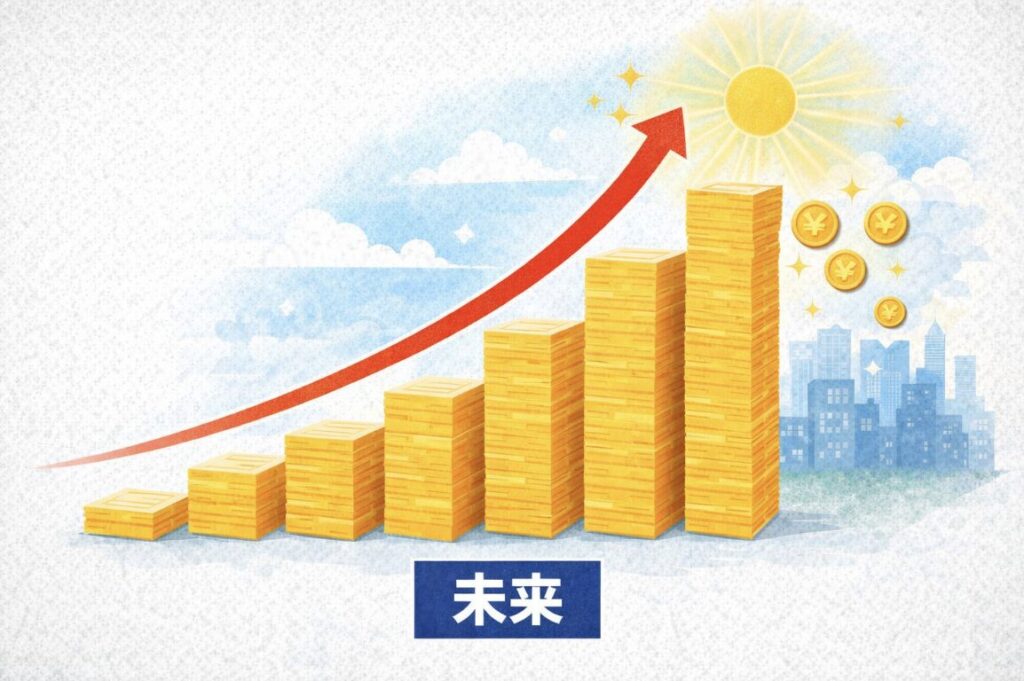 記事を積み重ねることでアクセスや収益につながるブログ運営のイメージ図