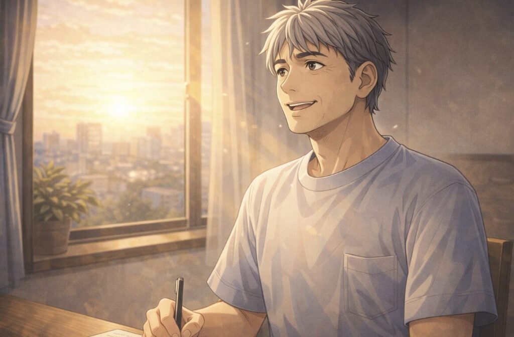 50代の仕事不安の中でも少しずつ前を向くイメージ